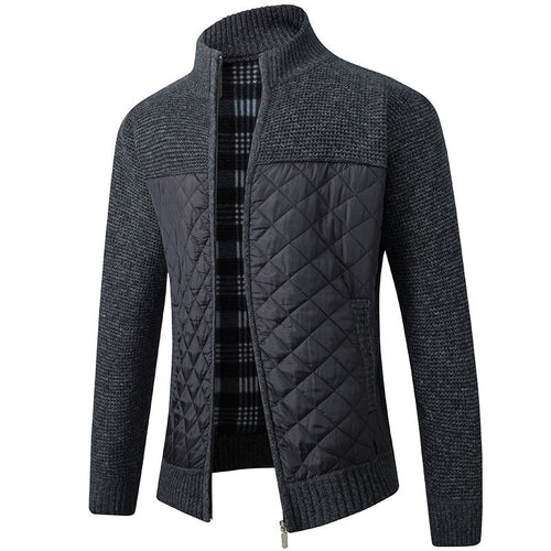 Modern quilted jacket for men with knit top and high collar Lune London