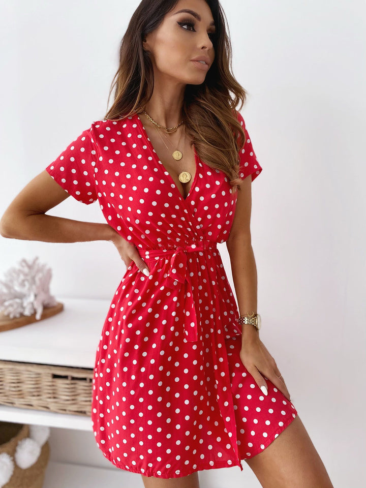 Lune London polka dot mini wrap dress