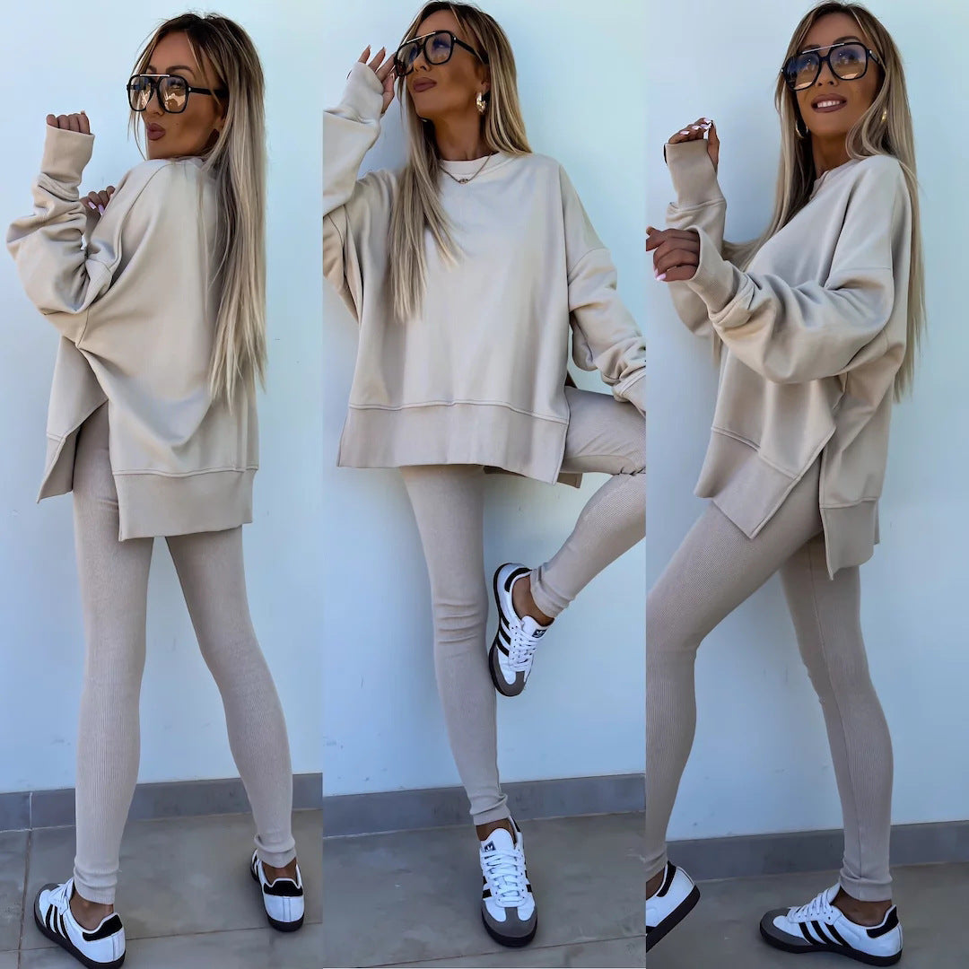 Ladies Oversized Casual Sweatshirt and Chic Leggings Set