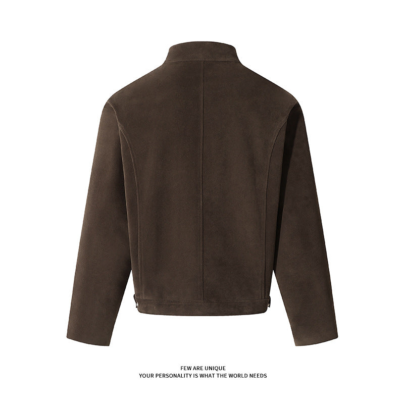 Men's soft synthetic leather leisure jacket with practical collar and zipper Lune London