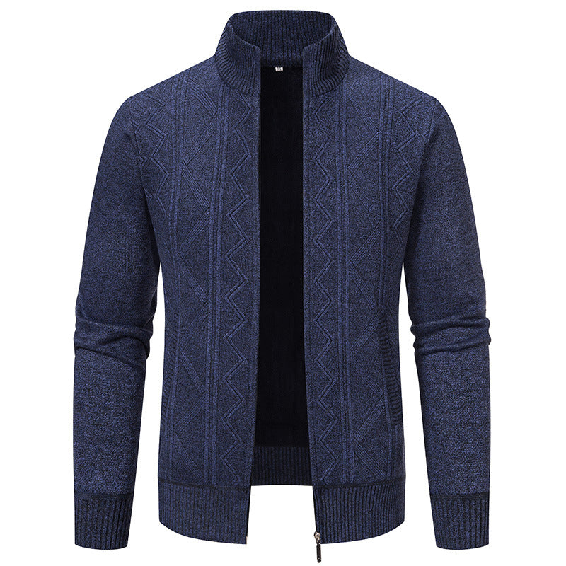 Men's knit jacket with high collar and zipper Lune London