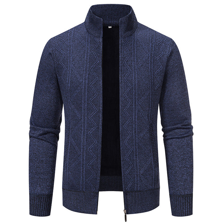 Men's knit jacket with high collar and zipper Lune London