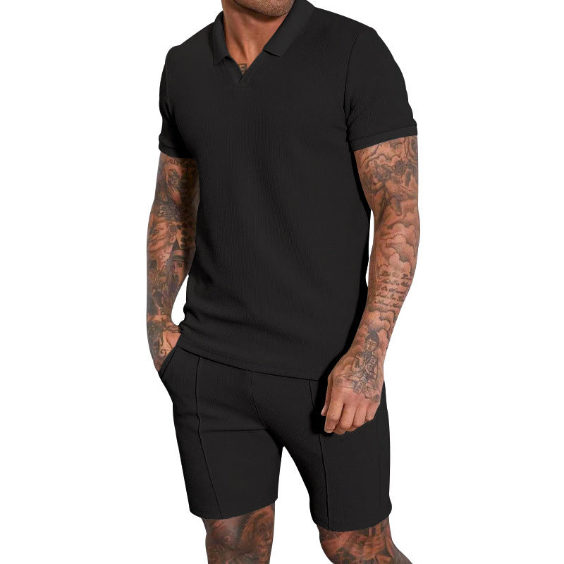 Men's short sleeve polo with a sporty fit and chic and stylish sports shorts