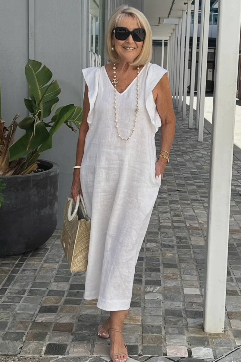 Maxi dress for women with V-neck and raglan sleeves Lune London