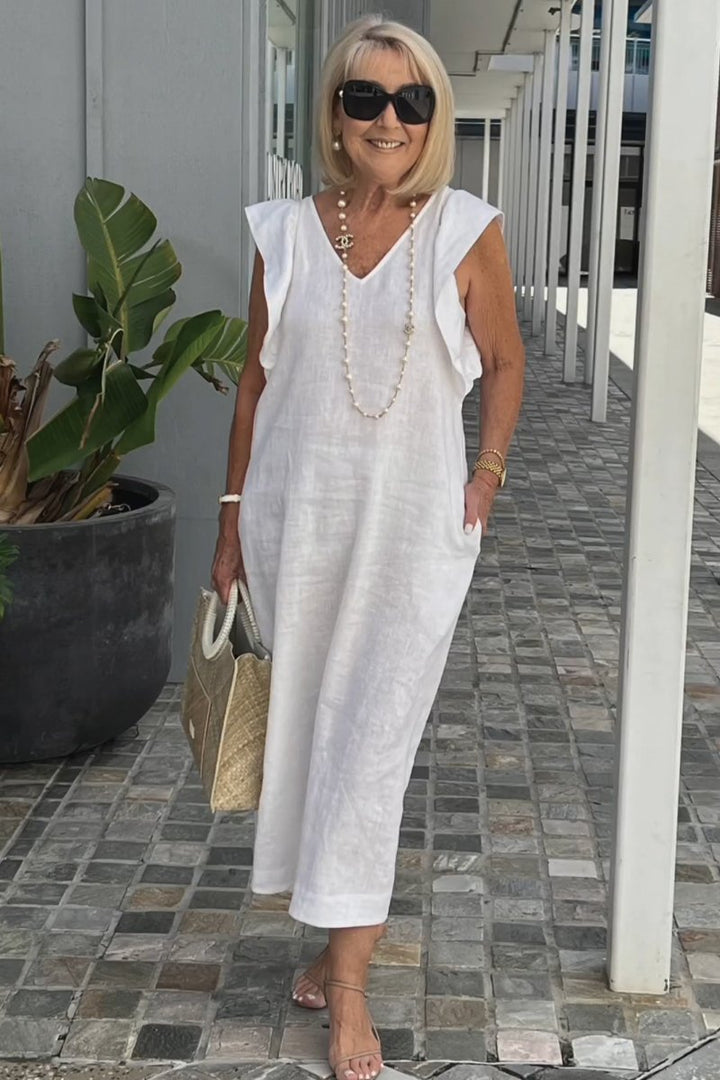Maxi dress for women with V-neck and raglan sleeves Lune London