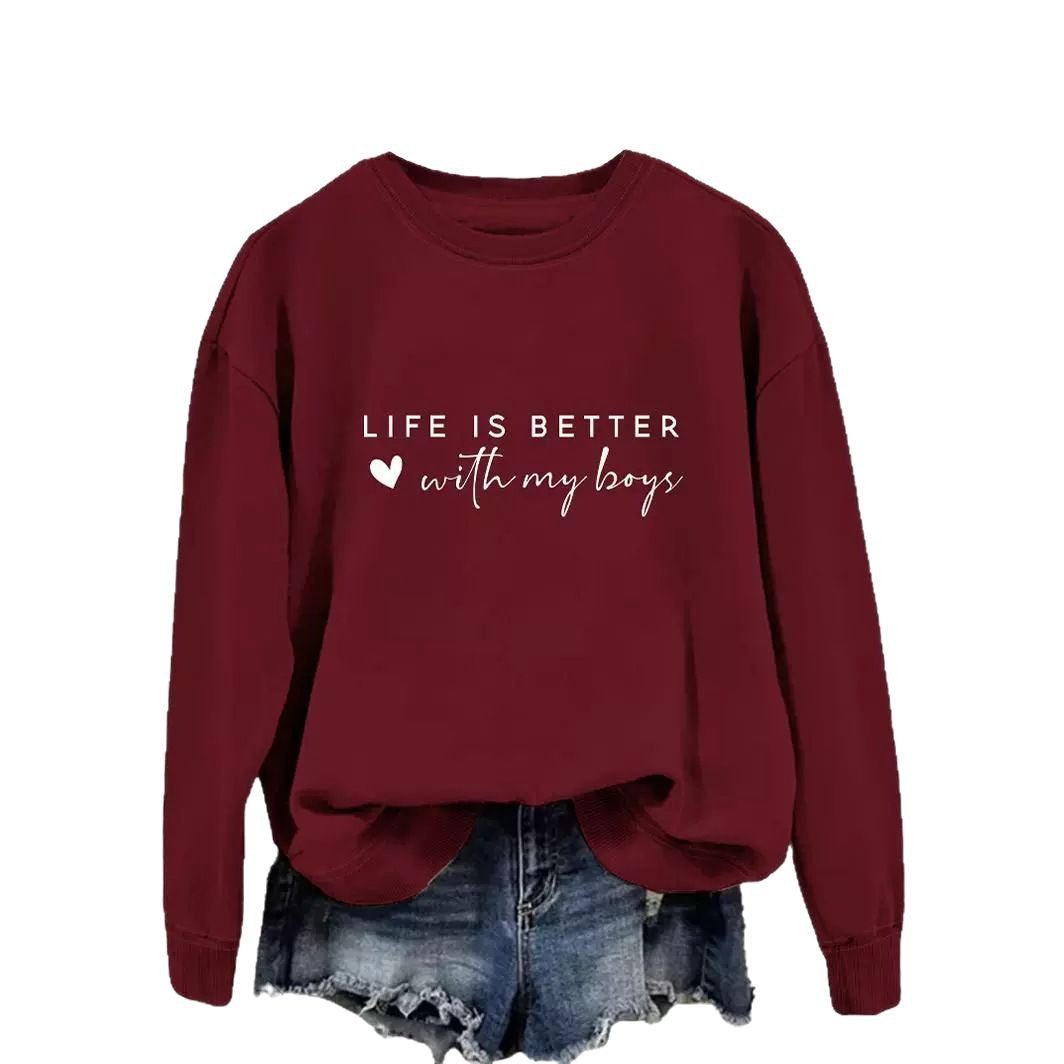 Pull femme confortable à col rond avec impression inspirante Chic & Stil