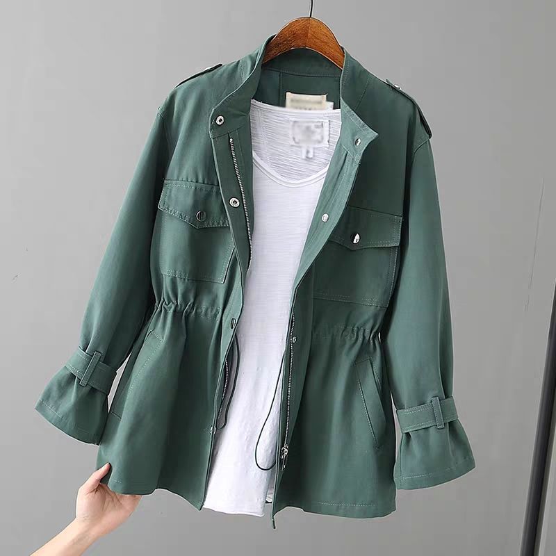 Ladies Practical Leisure Jacket with Adjustable Waist and Chic Style Pockets