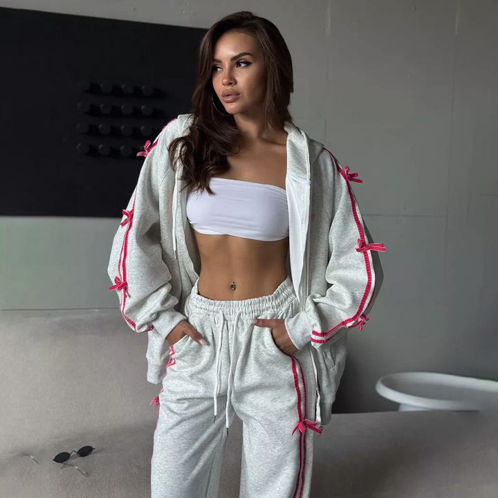 Ladies oversized hoodie jacket with decorative drawstring Lune London