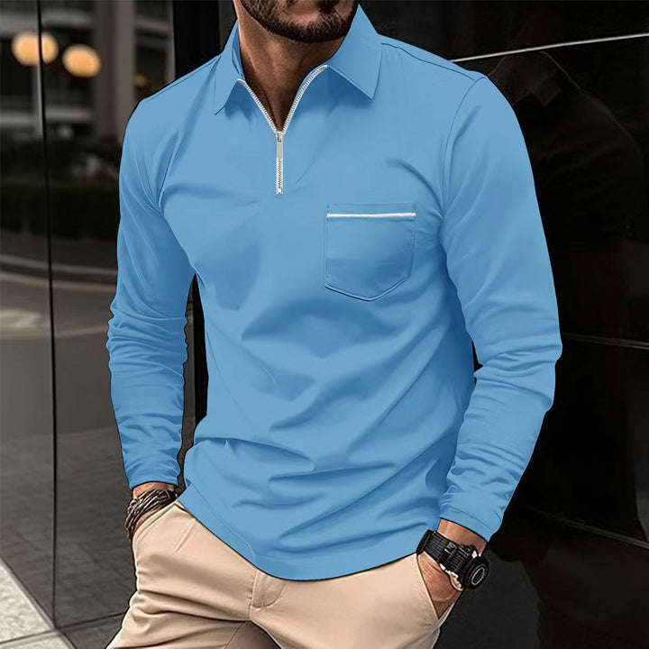 Men's long sleeve shirt with zipper and chest pocket Lune London