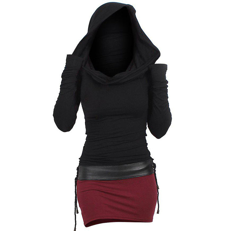 Hoodie dress for women with wrap collar and fitted cut Lune London