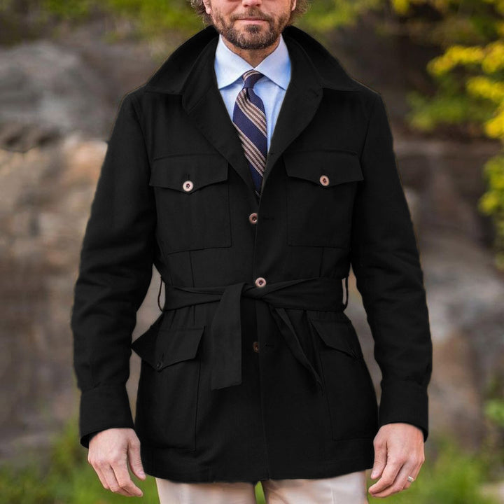 Utility jacket for men with waist belt and functional pockets Lune London