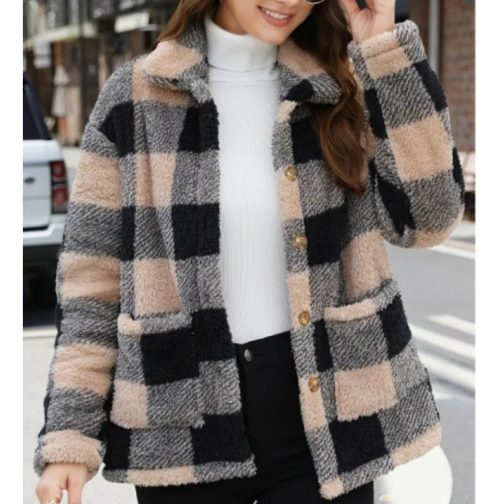 Lune London Women's Tartan Pattern Fleece Jacket
