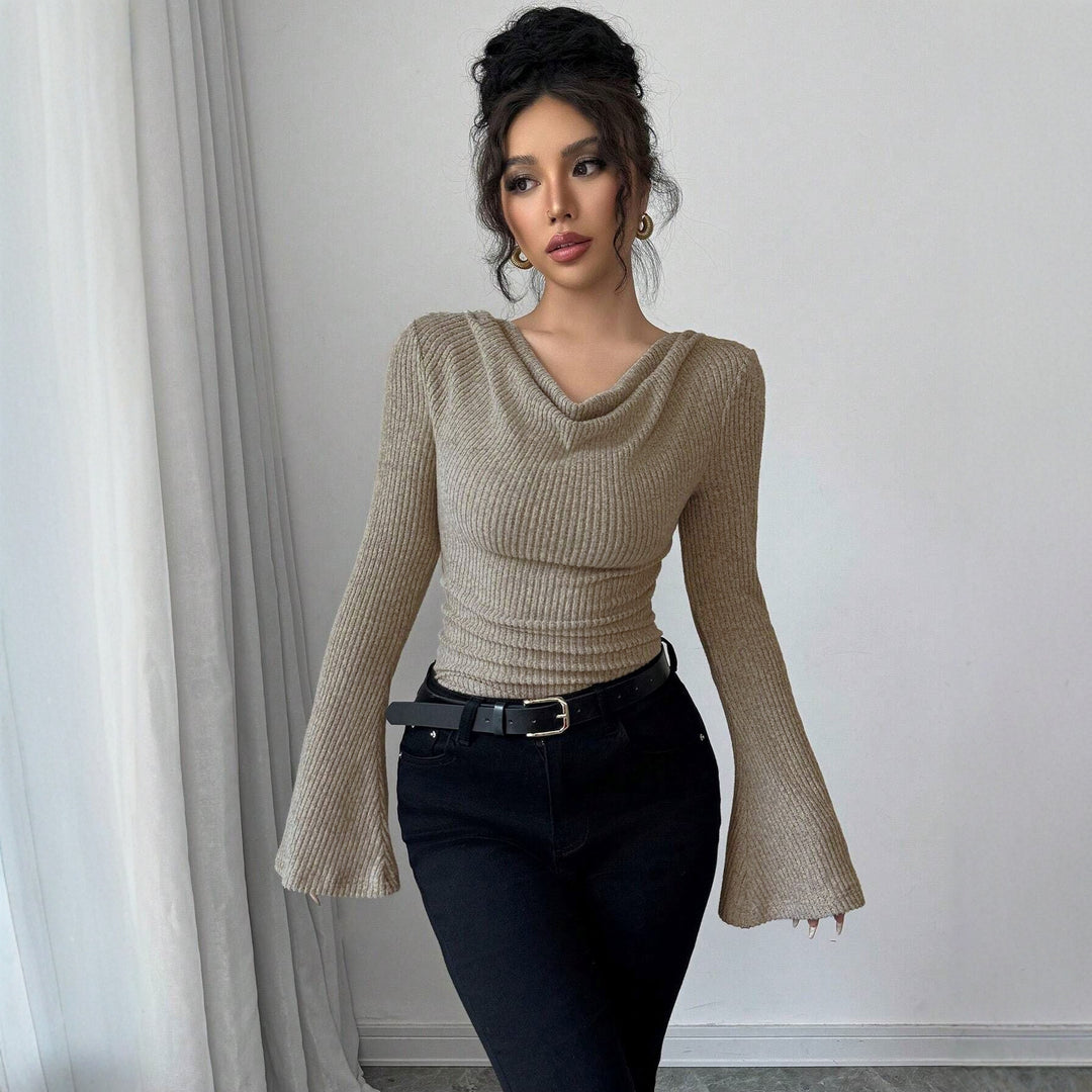 Women's wrap top with asymmetric hem and wide sleeves Lune London