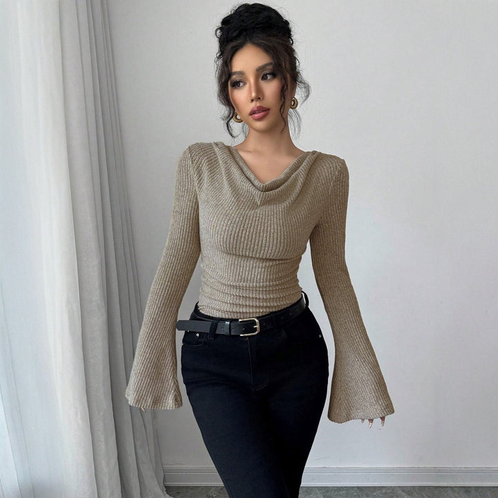 Women's wrap top with asymmetric hem and wide sleeves Lune London