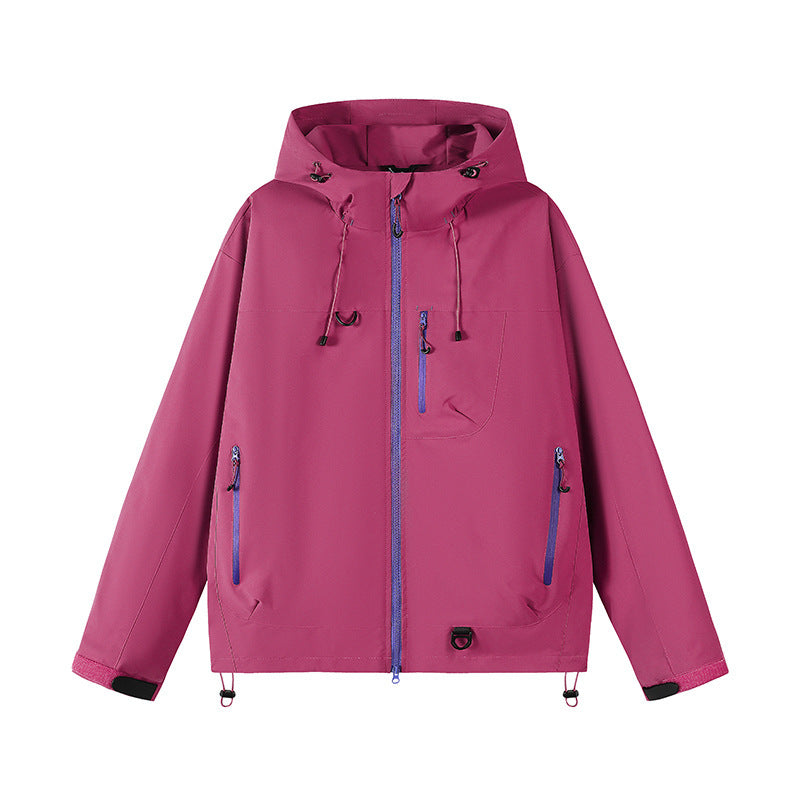 Outdoor technical jacket for men with adjustable hood design and numerous zipped pockets Lune London