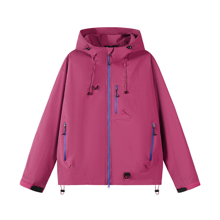 Outdoor technical jacket for men with adjustable hood design and numerous zipped pockets Lune London