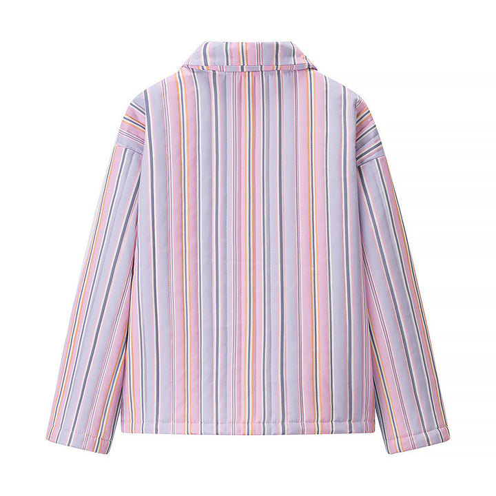 Ladies casual striped transitional cardigan with practical pockets Lune London