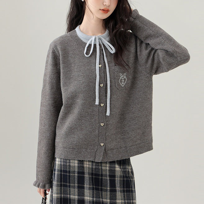 Women's knitted jacket with decorative buttons and high-quality embroidery Lune London