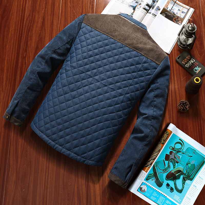 Quilted leisure jacket for men with brown suede accents Lune London