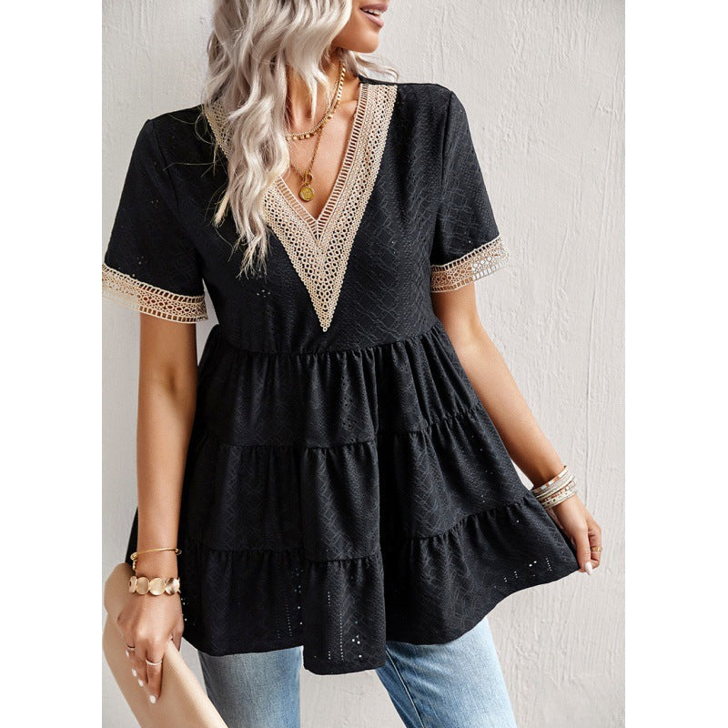Chic and Stylish Women's Peplum Top with Grommet Details
