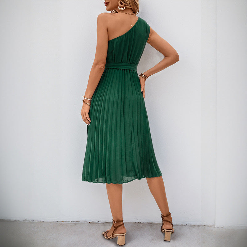 Robe midi plissée pour femme avec ceinture ajustée et coupe élégante Chic & Stil