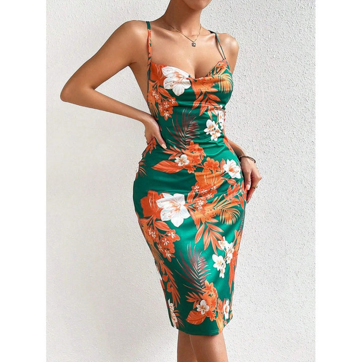 Lune London Floral Bodycon Midi Dress for Women