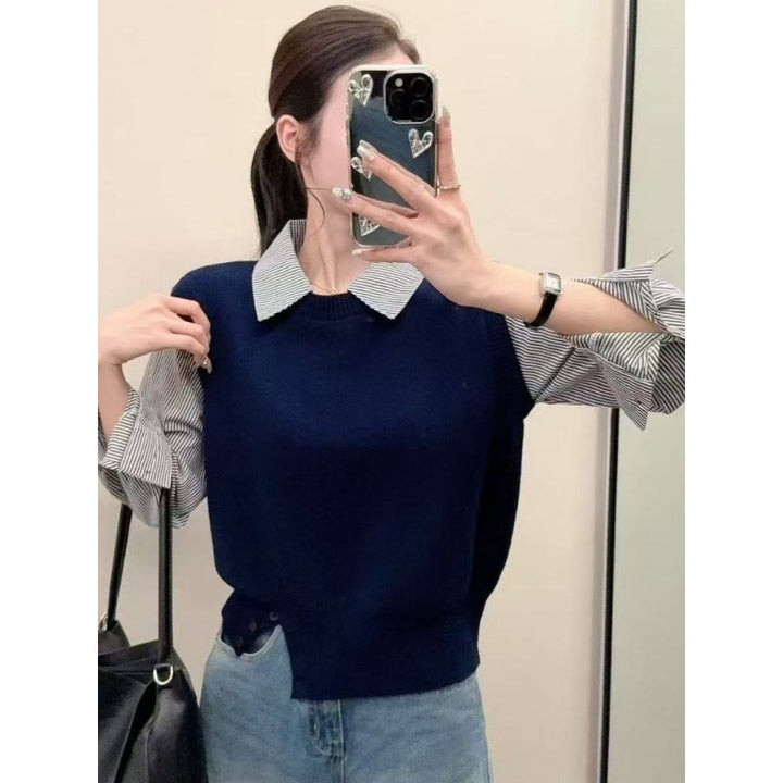 Pull décontracté pour femmes avec des manches de chemise élégantes et un look texturé Chic & Stil