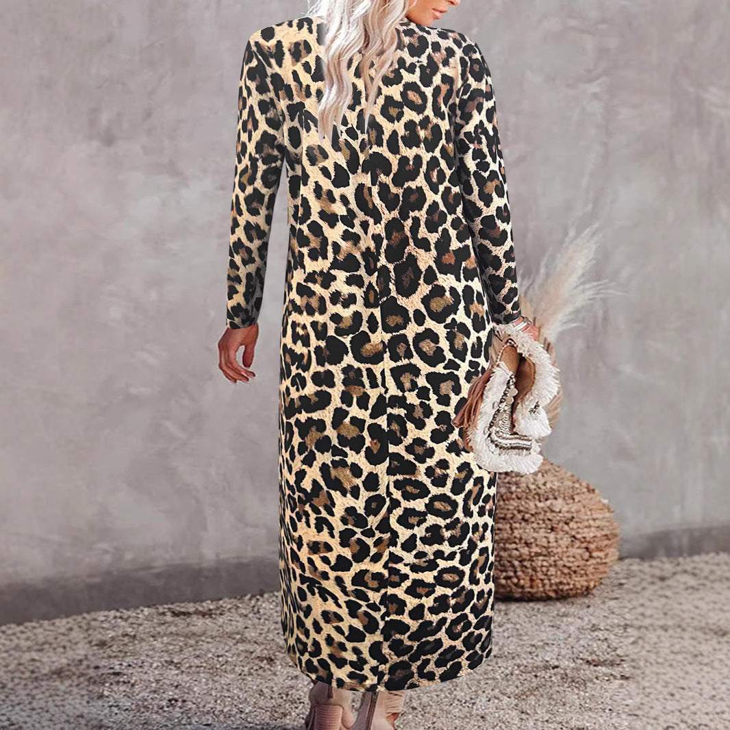 Ladies Chic Leopard Print Maxi Dress Lune London