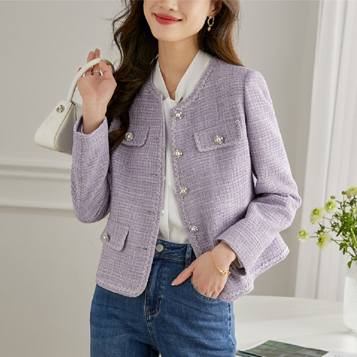 Veste en tweed pour femme avec des détails élégants en perles Chic & Stil