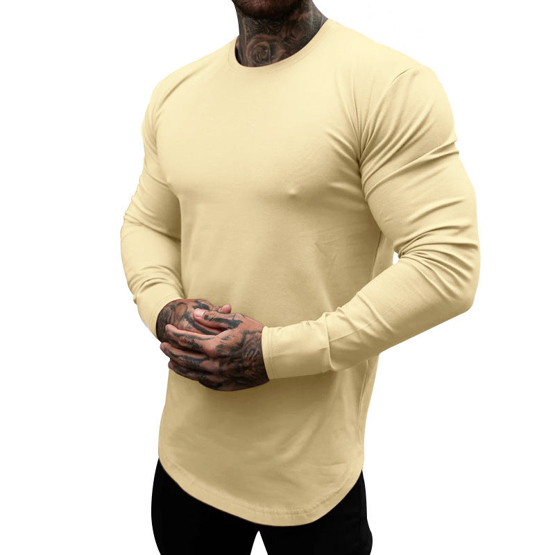 Men's Long-Sleeve Shirt Made Of Soft Stretchy Cotton Blend with Round Neckline Lune London