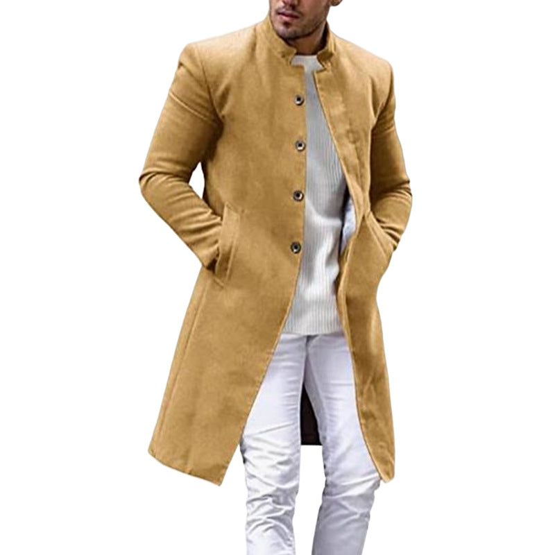 Modern and stylish wool coat for men with a continuous row of buttons Lune London