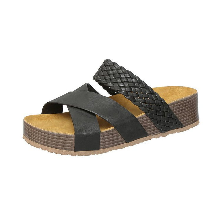 Ladies Comfortable Braided Strap Sandals with Non-Slip Sole Lune London