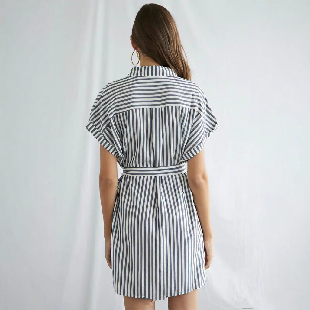 Striped shirt dress for women with waist belt Lune London