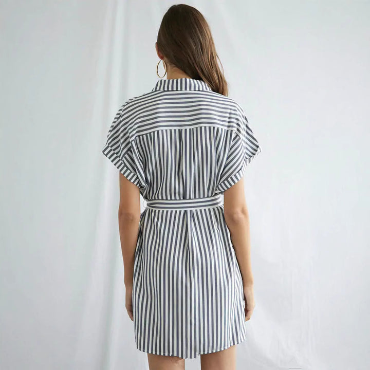 Striped shirt dress for women with waist belt Lune London