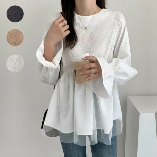 Women Peplum Blouse with Flared Sleeves Lune London