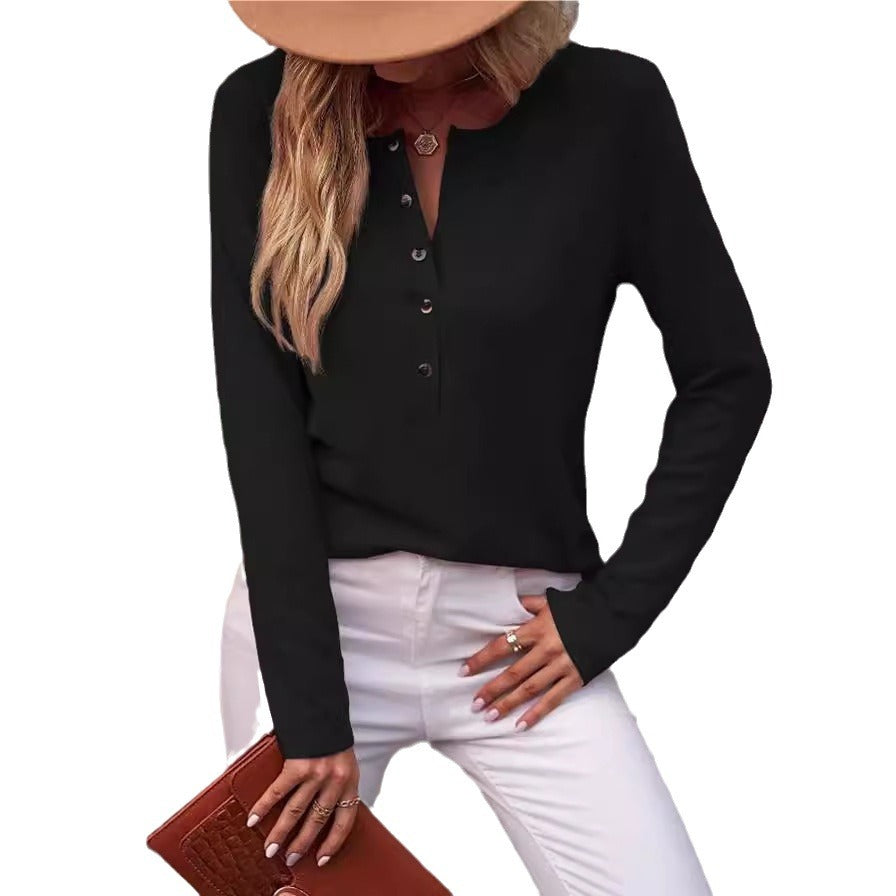 Women Comfortable Long Sleeve Shirt with Button Detail Lune London