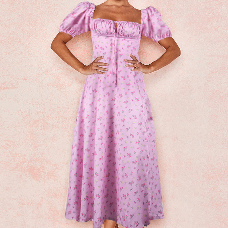 Maxi dress for women with puff sleeves and floral design Lune London