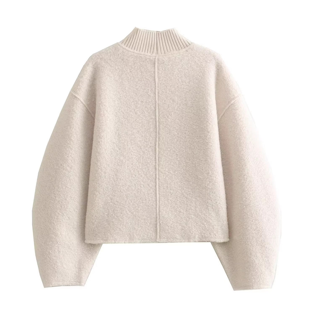 Chunky knit sweater for women with high collar Lune London