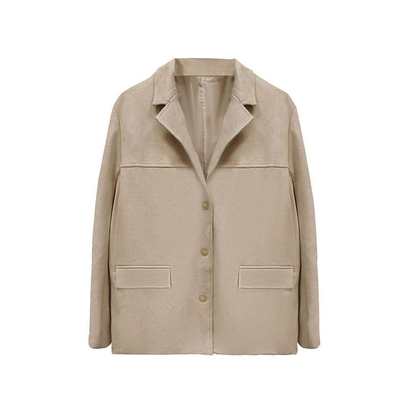 Women’s transitional jacket made of velvety-like material with practical pockets Lune London