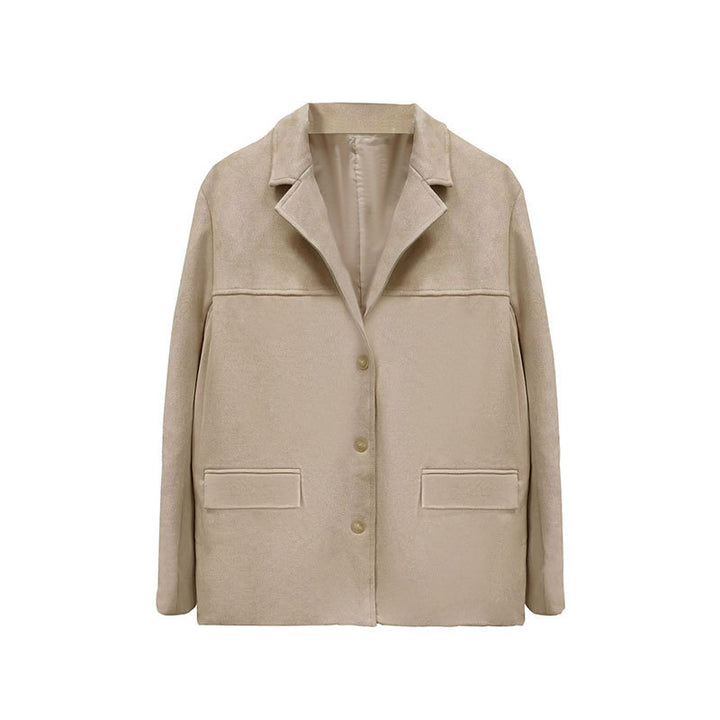 Women’s transitional jacket made of velvety-like material with practical pockets Lune London