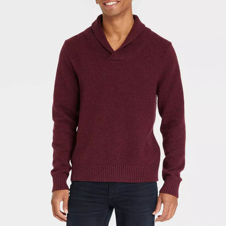 Men's sweater with shawl collar and delicate rib design Lune London