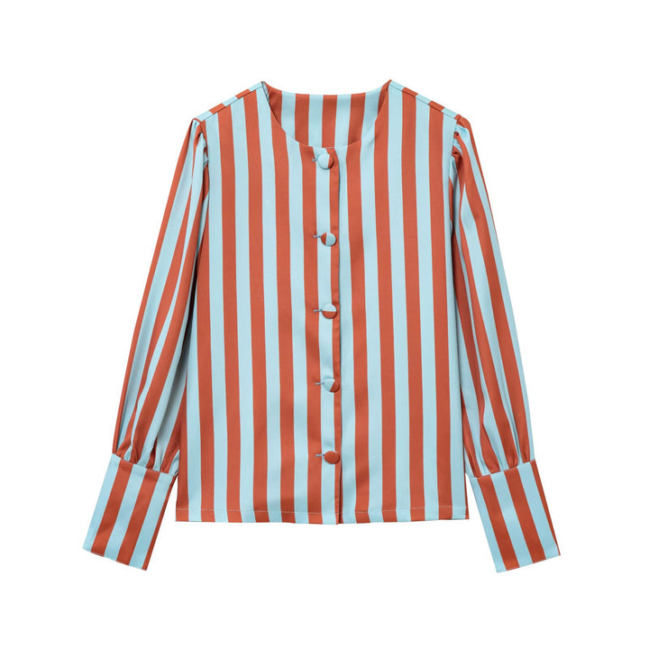 Long sleeve blouse for women with a striped design and elegant puff sleeves Lune London