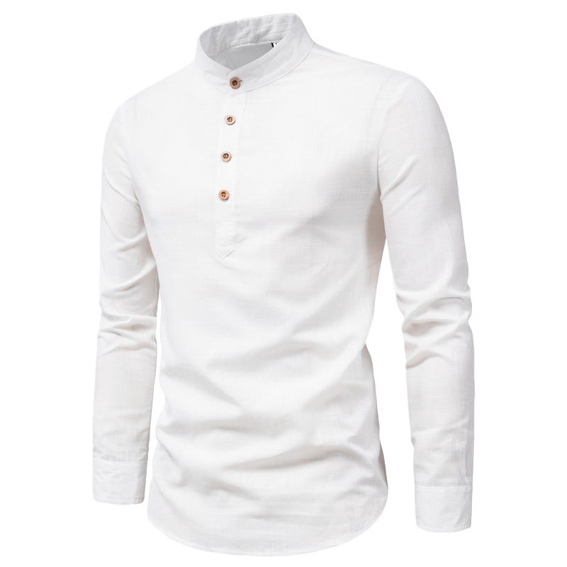 Men's long sleeve shirt with Henley neckline and decorative button placket Lune London