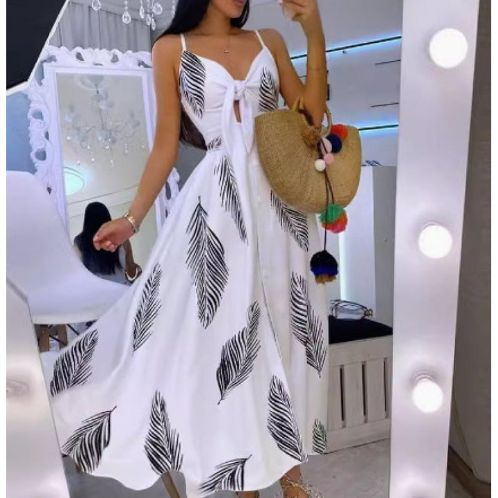 Boho-inspired maxi dress for women with chic tied detail