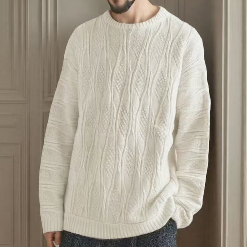 Chunky knit sweater for women with a unique honeycomb pattern and a high collar Lune London