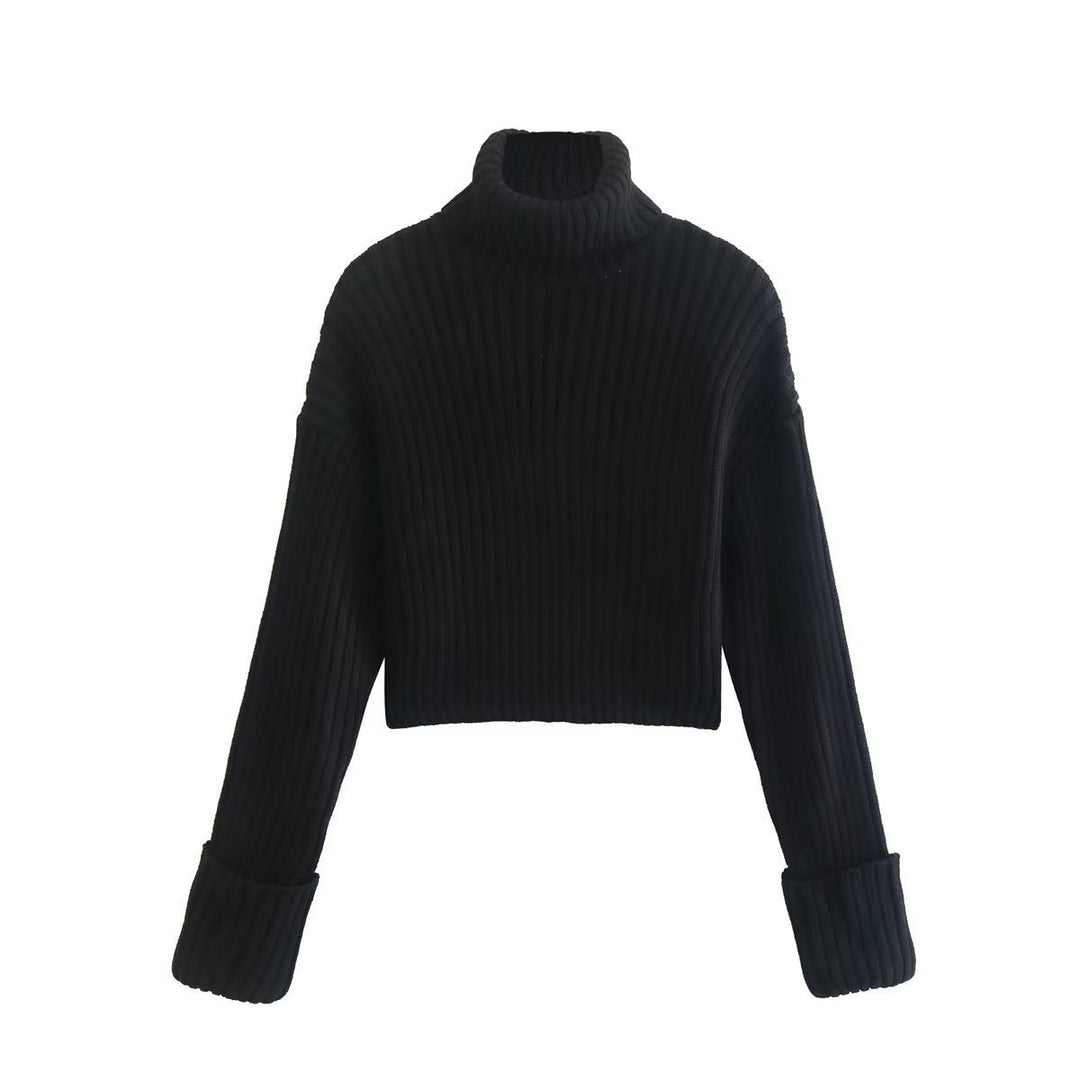 Women's Knitted Sweater with High Collar Lune London