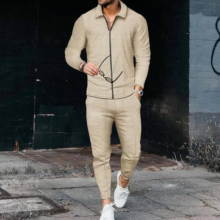 Modern leisure suit for men with textured top and modern pants Lune London