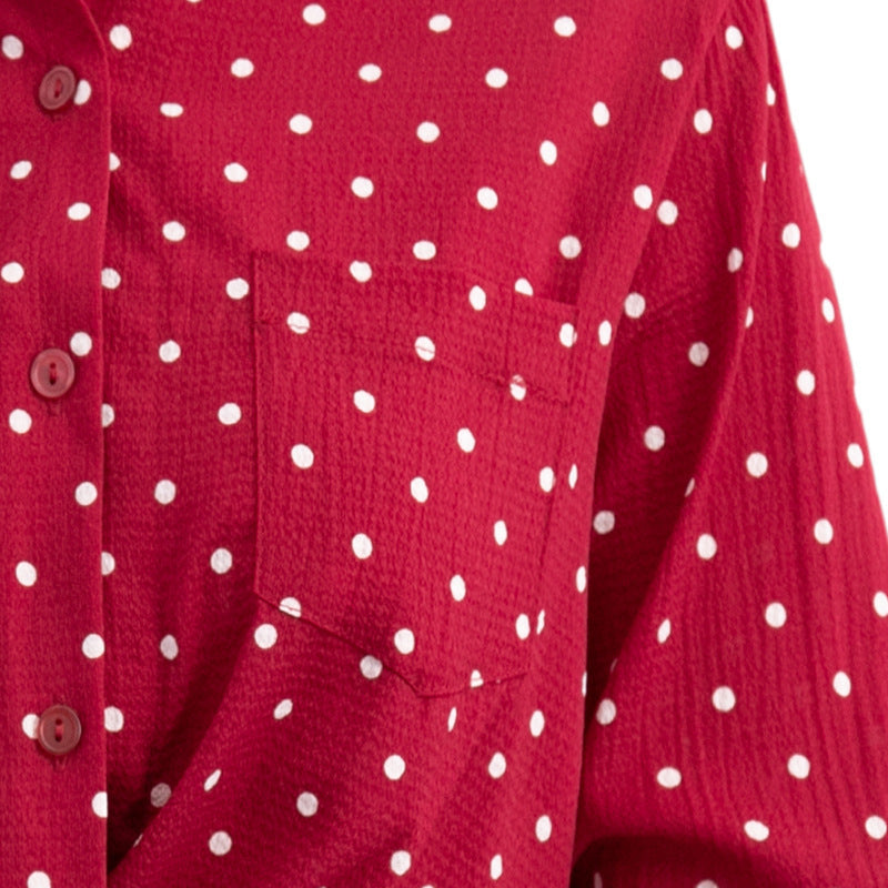 Short sleeve blouse for women with polka dot pattern Lune London