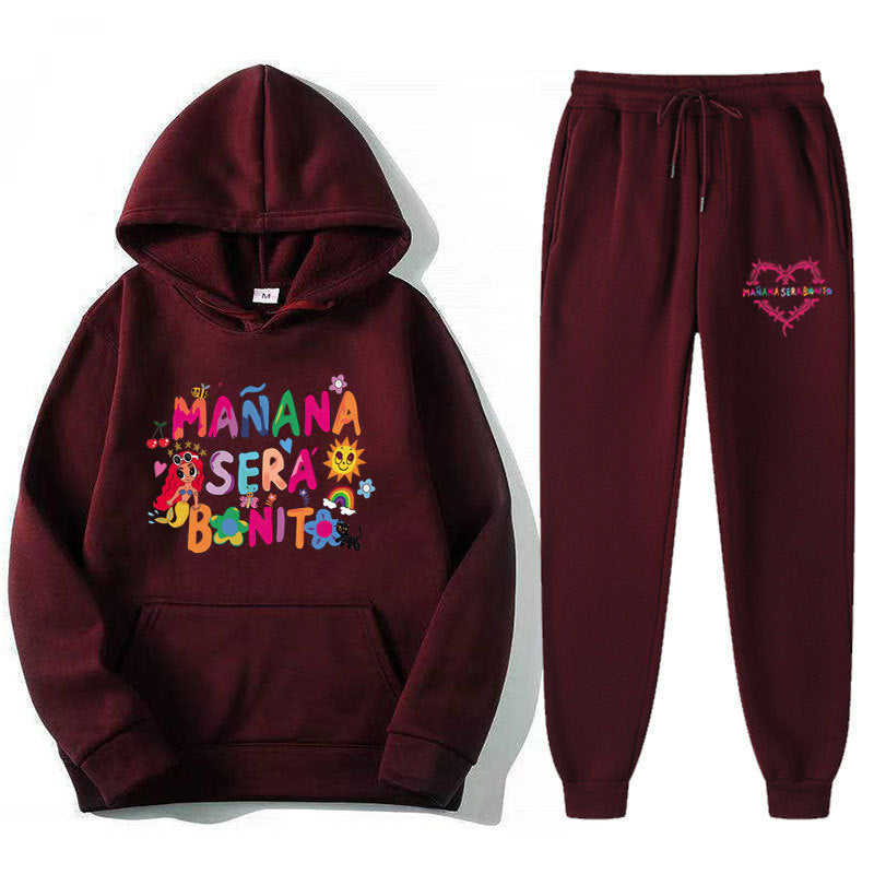Women's Sweatshirt and Jogging Pants Set with Colorful Print Lune London