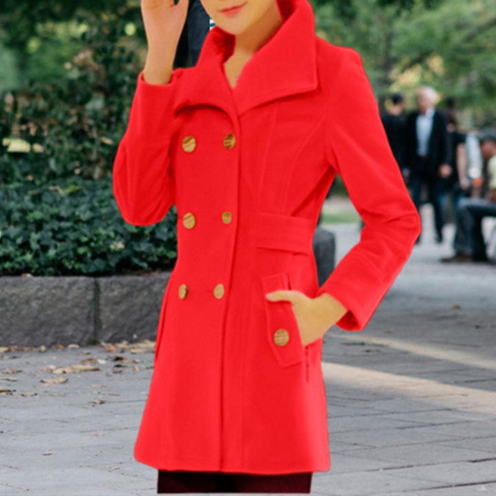 Trendy short coat for women with double row of buttons and belt Lune London